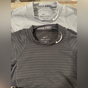 Kids- Nike Pro Dri-FIT Long Sleeved Shirts- Black and Gray- sold as set